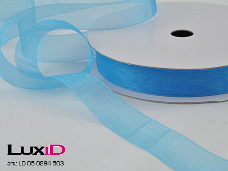 Organza woven edge Color 503 blue turkis 15mm x 25m